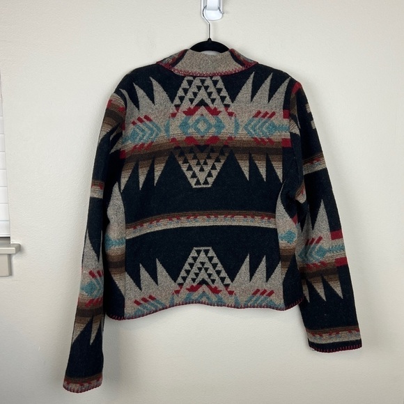 Rhonda Stark Wool Blend Blanket Jacket Southwest Print - Picture 3 of 6